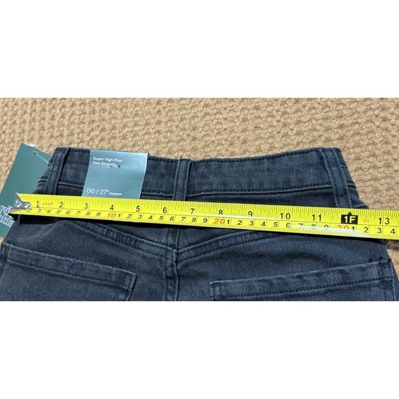 Super-High Rise Distressed Slim Straight RawJeans - Wild Fable -Black Wash 00/27 - Picture 7 of 7